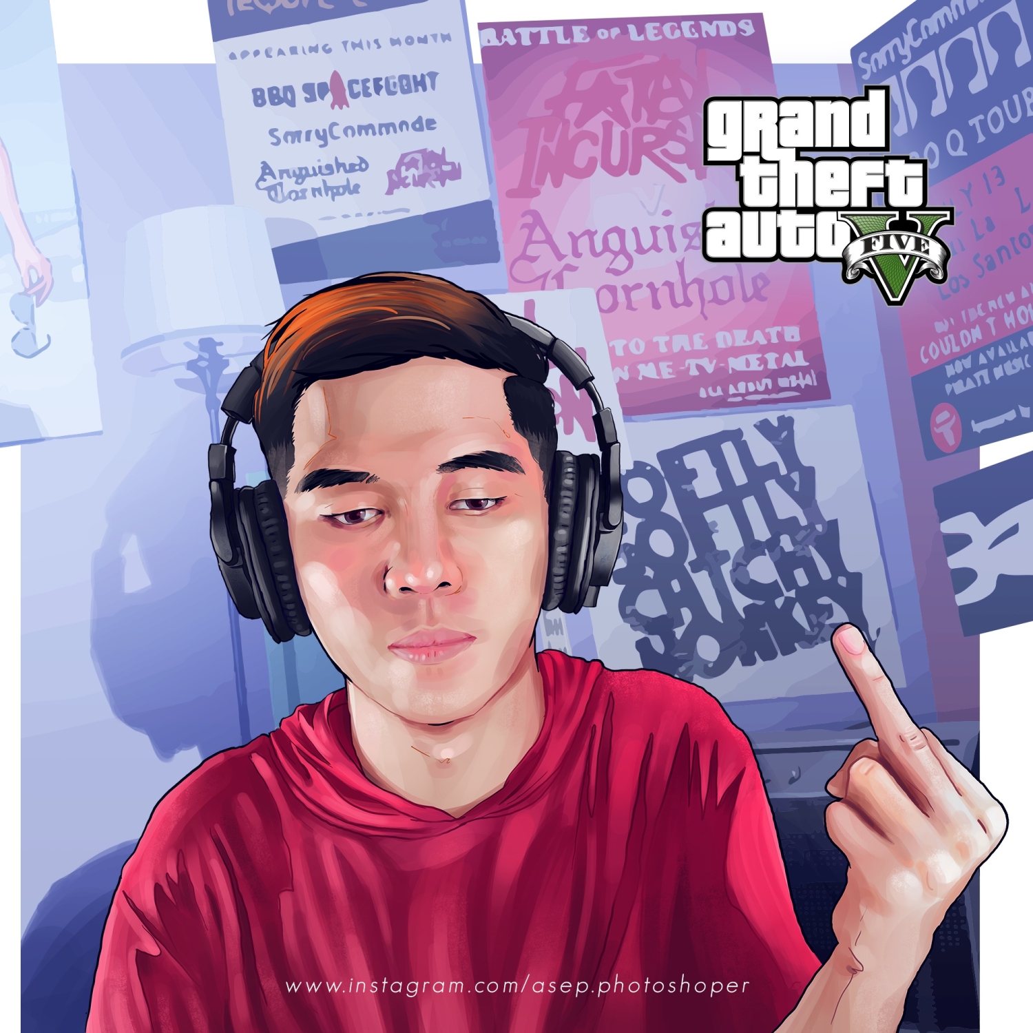 Drawing my friend face as GTA V Style