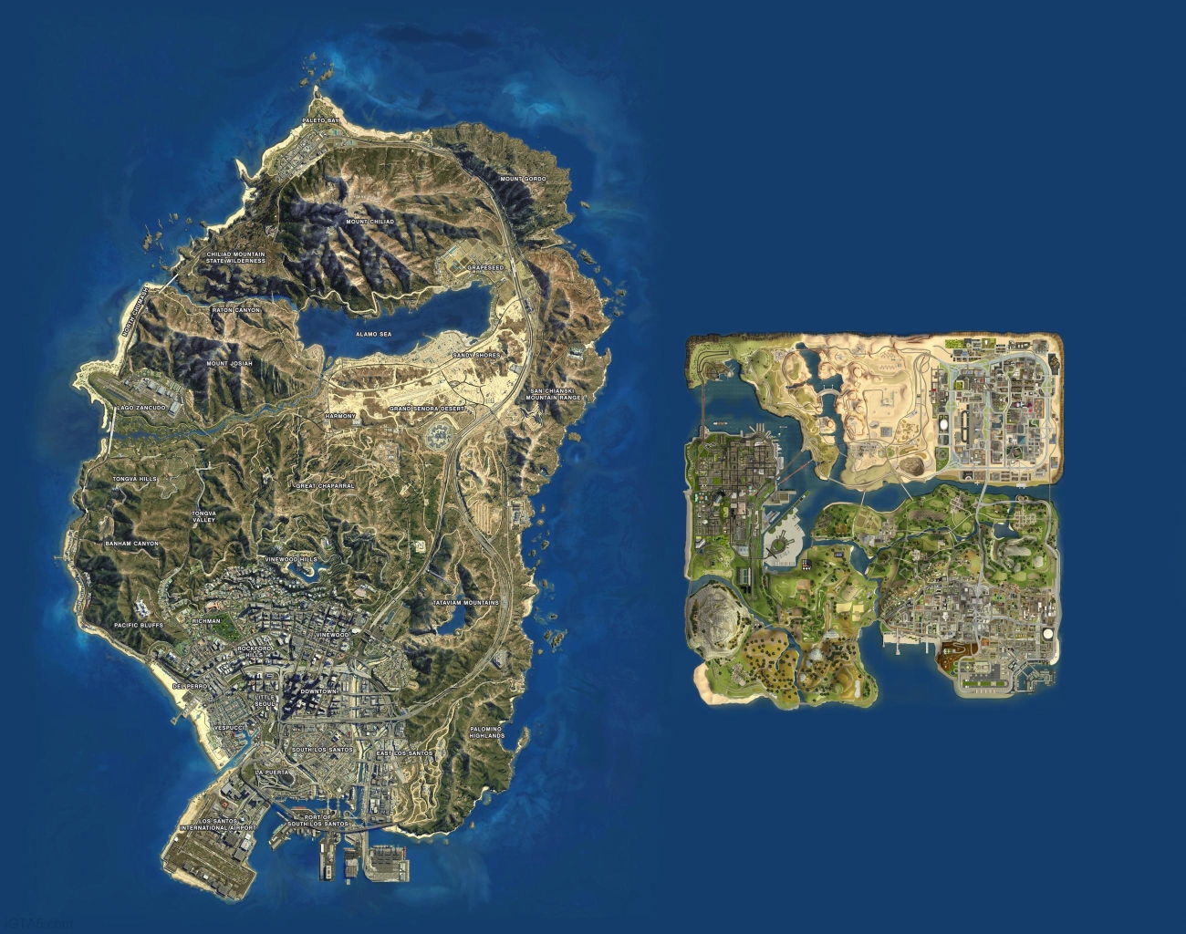 Rozloha map Gta V & San Andreas