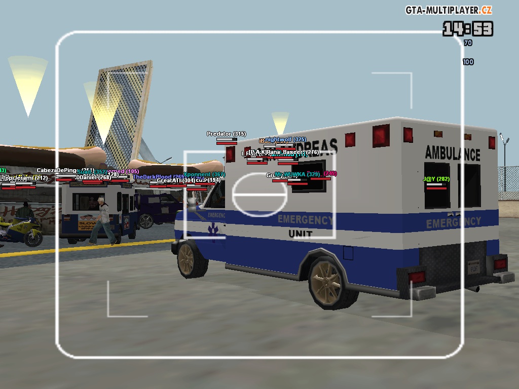 Blue ambulance in the party