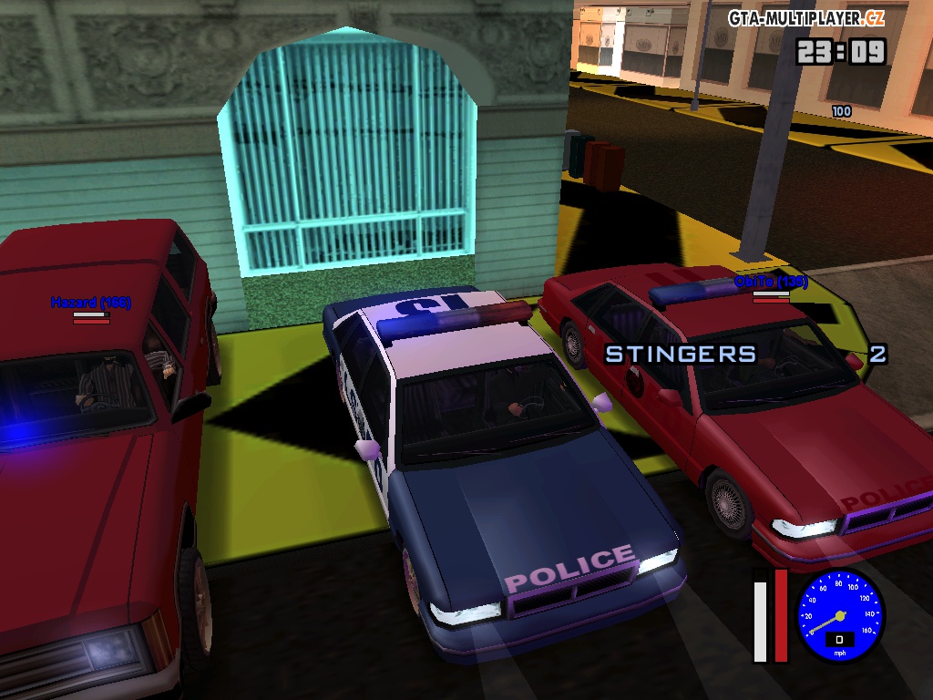 Colored cars police officers