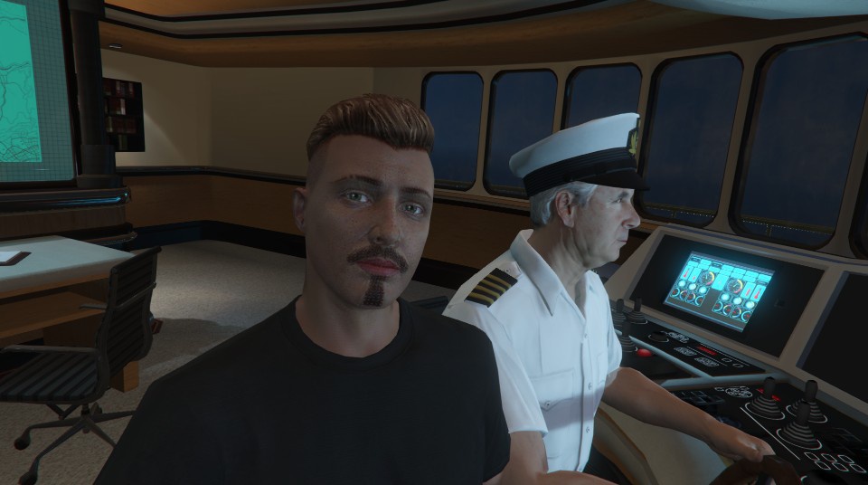 Selfie w/ captain on my yacht.