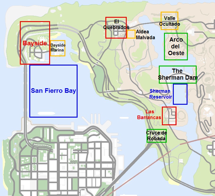 Карта сан фиерро гта сан андреас