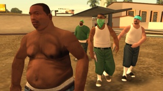 Cj is Fat like Big Smoke and Cj gang has mod skin