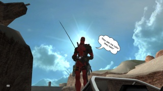 Deadpool on vacation far from civilization.