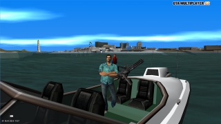 Tommy Vercetti on snowy beach