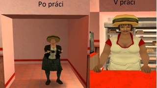 Burgershot v práci a po práci.